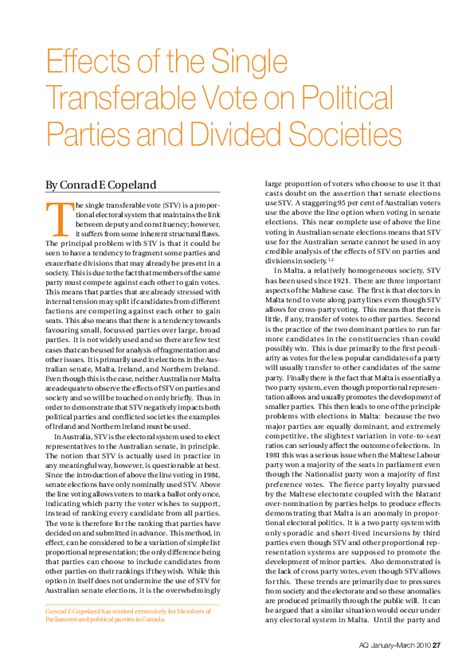 Effects of STV on Political Parties and Divided .